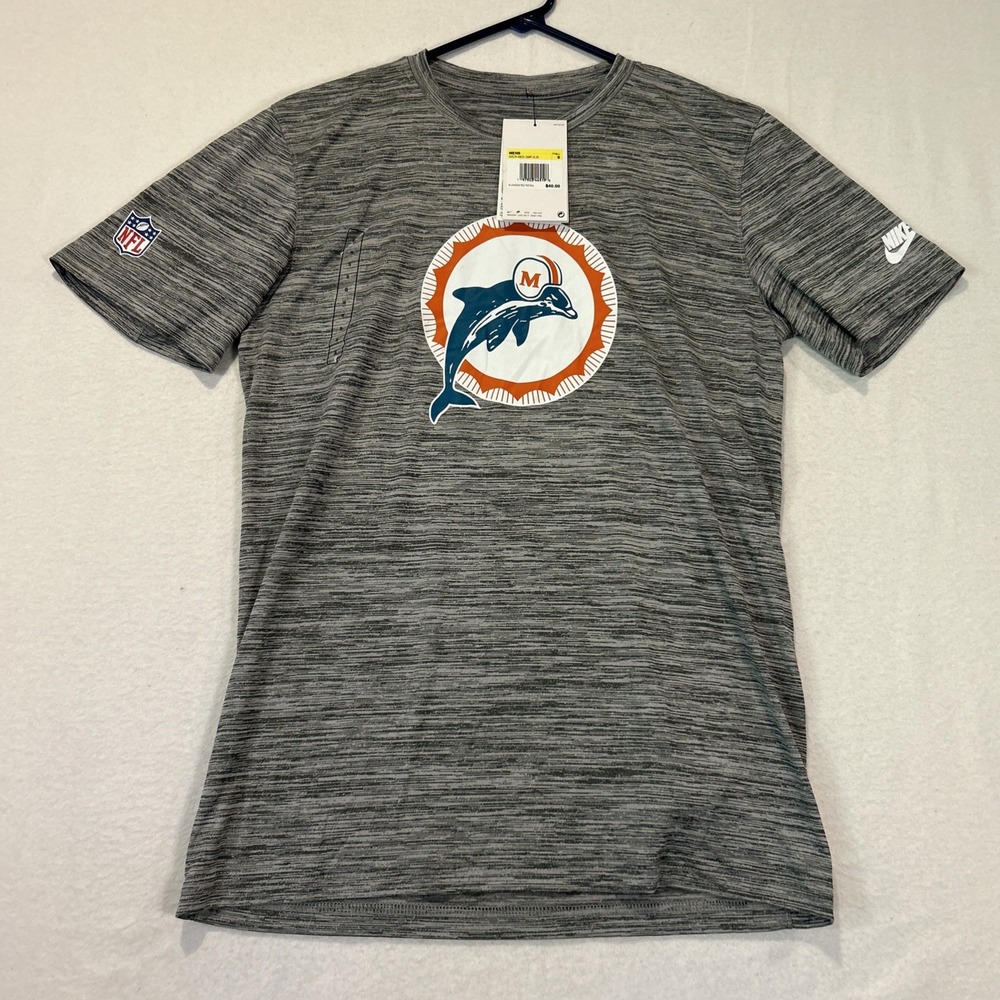 Miami Dolphins Nike Tshirt Short Sleeve Mens Small Logo Graphic Gray NWT